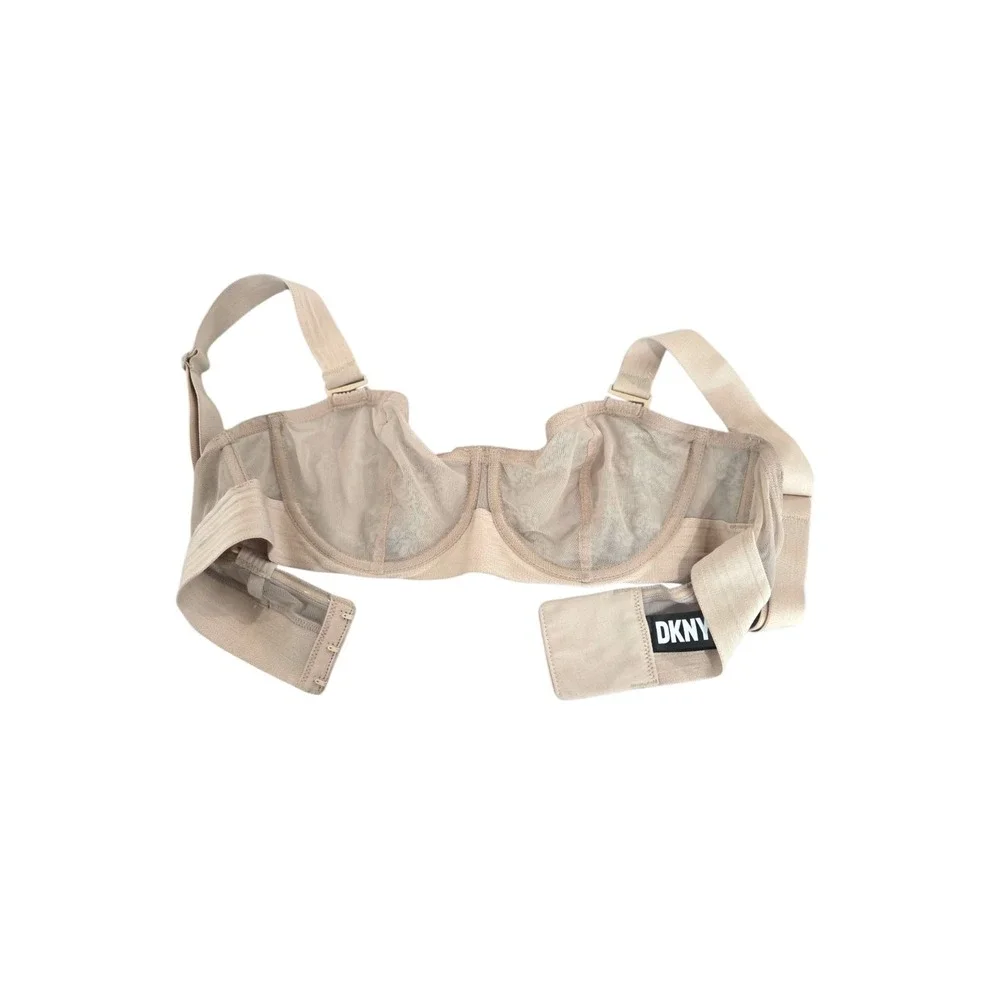DKNY Sheer Mesh Unlined Underwire Balconette Bra Nude 34A DK4939